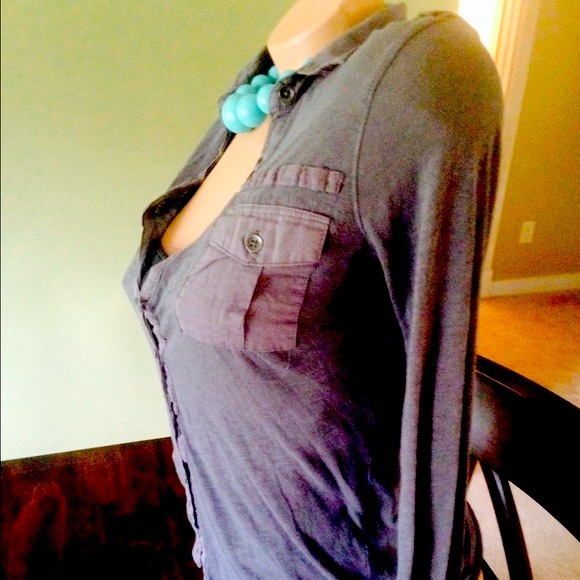 Grey J Crew 3/4 Sleeve Top - Picture 2 of 3